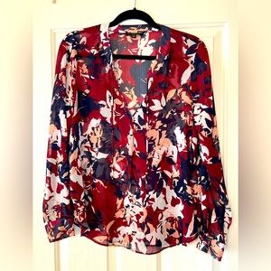 Banana Republic Floral Print Long Sleeve Woman’s Blouse, Size Medium